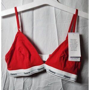 New Hanes Women's Red Wireless Unlined Bra Adjustable Straps Size M